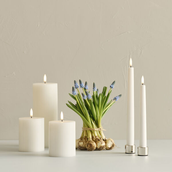 LED Pillar Candle 10 cm, nordic white, Uyuni Lighting