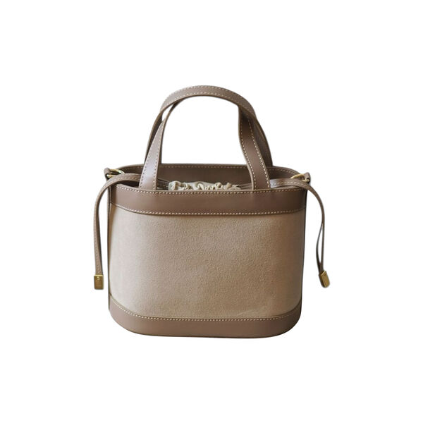 Semsket skinnveske med sn&oslash;ring, lyse taupe, 7 DAYS