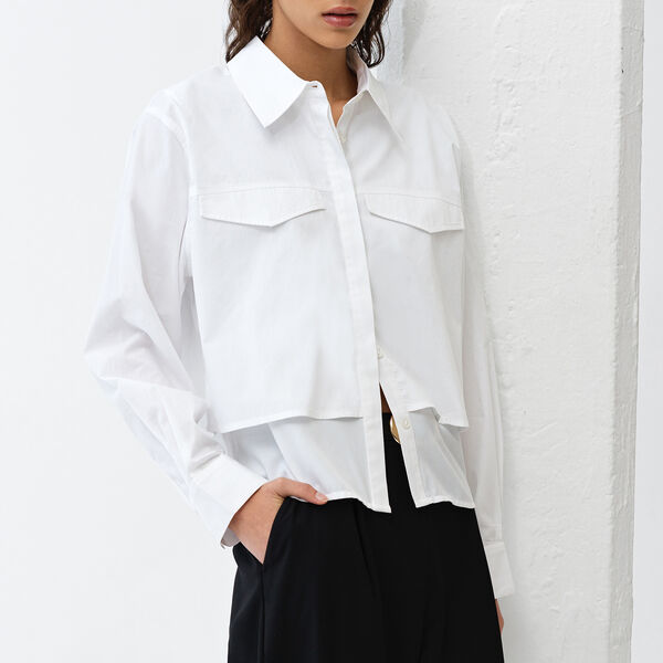CAMBRIA MILLA MIX SHIRT, linen white, French Connection