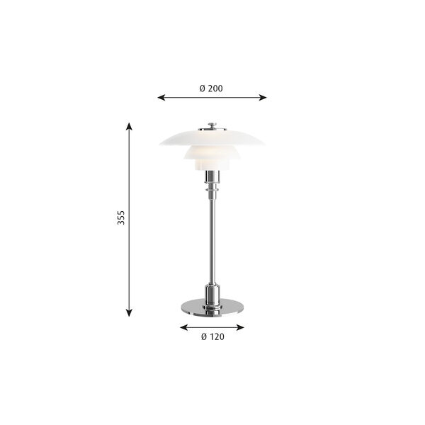 PH 2/1 bordlampe, krom, Louis Poulsen