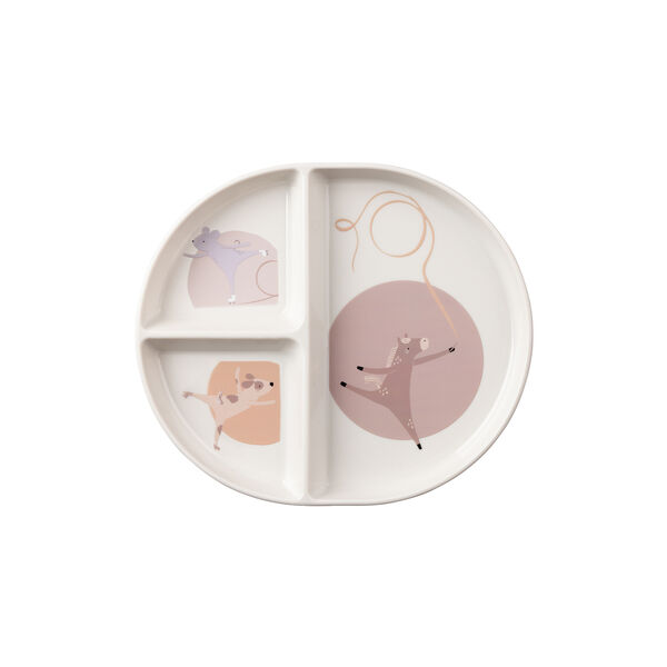 Tastii tallerken 3 rom, teeny toes, Sebra