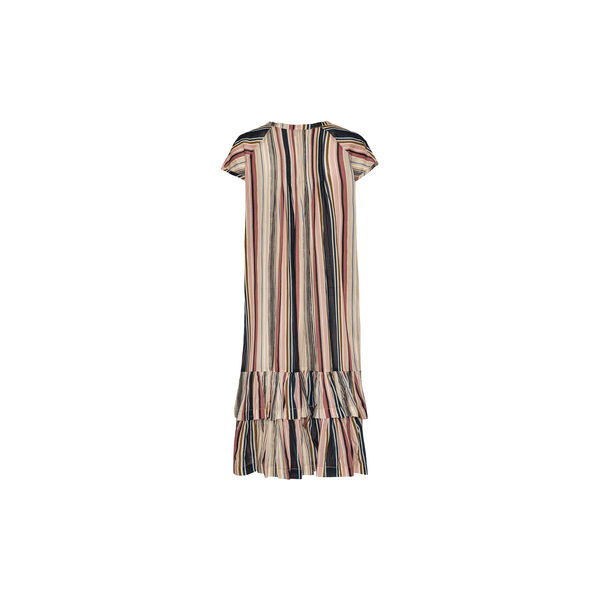Short Sleeve Long Dress, beige organic stripe, Ilse Jacobsen Hornbæk