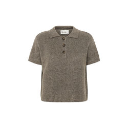 PalomaMW Knit Polo SS, brown melange, My Essential Wardrobe