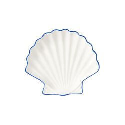 Stoneware Shell Small Dish, white/blue, Lexington