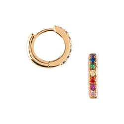 Rainbow huggie hoops, gull/multifarget, Orelia