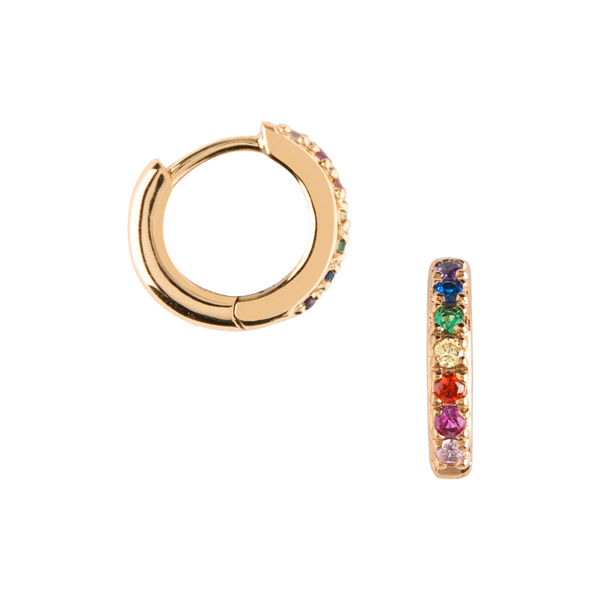 Rainbow huggie hoops, gull/multifarget, Orelia