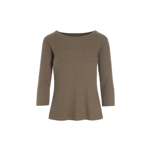 Globe rib bluse med 3/4 erme, chocolate chip, BITTE KAI RAND