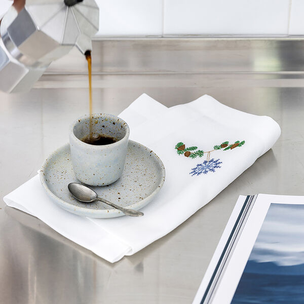 Juleserviett med julehjerte, hvit, Langkilde & Søn