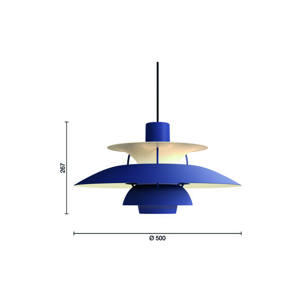 PH 5 Monochrome Pendant, monochrome dusty indigo, Louis Poulsen