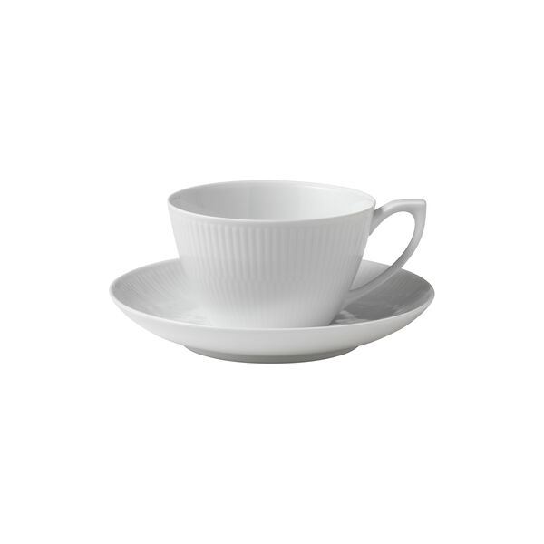 Hvit Riflet kopp og underkopp, 28 cl Hvit Riflet kopp og underkopp, 28 cl, Royal Copenhagen