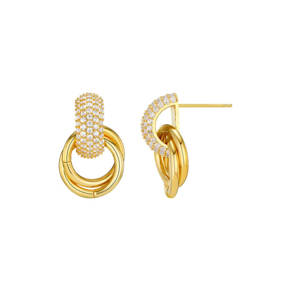 Pave Interlocking Earrings, pale gold, Orelia