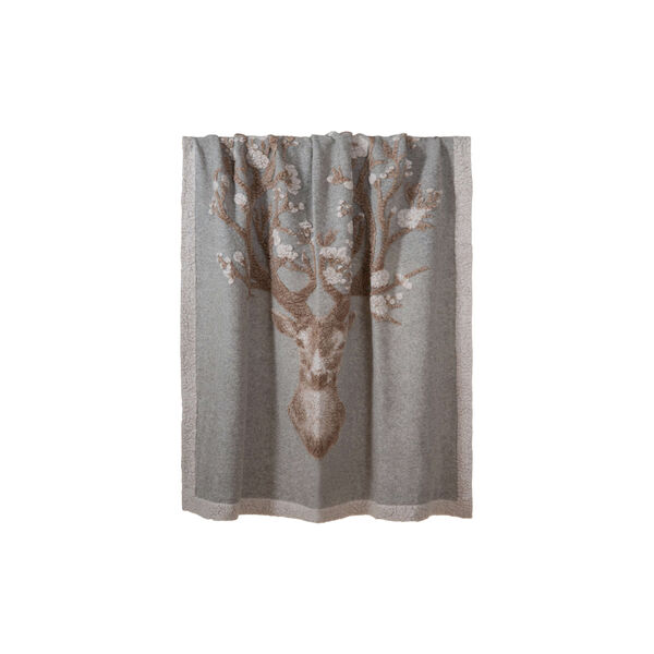 Rensdyr pledd - kort ull, brun/beige, Frati Home