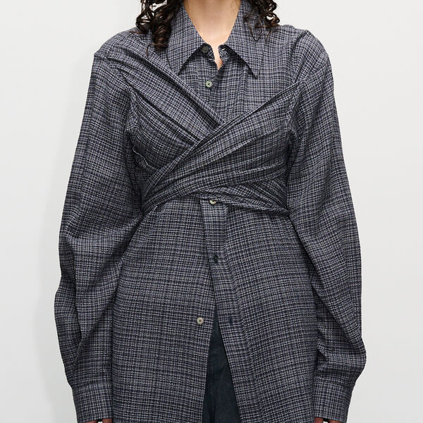 Twisty skjorte, grey micro check, HOPE