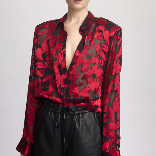 ElvaGZ P silkeskjorte, red leaves, Gestuz