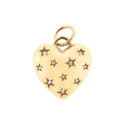 Chunky Heart Pendant W/Stars, gold, DARK department