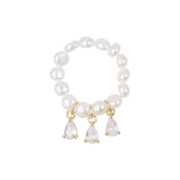 Pearl Ring m/Crystals, white pearl, DARK department