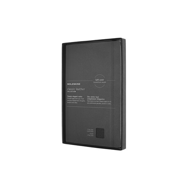 Notebook Leather linjerte sider, sort, Moleskine