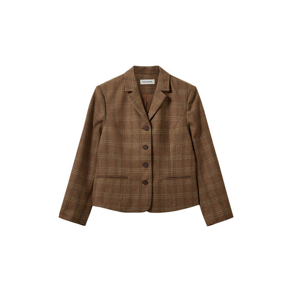 POPPYSW CHECKED FITTED BLAZER, 9143 maple brown check, Sofie Schnoor