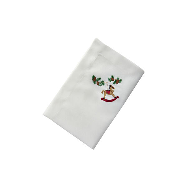 Juleserviett med julehjerte, hvit, Langkilde & Søn