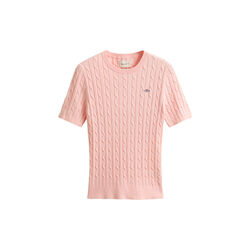 STRETCH COTTON CABLE SS C-NECK, apricot pink, Gant