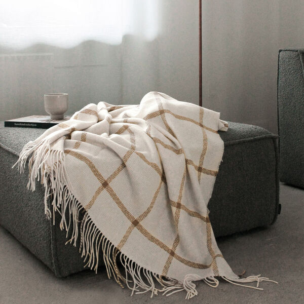 Tartan pledd, ivory, ELVANG