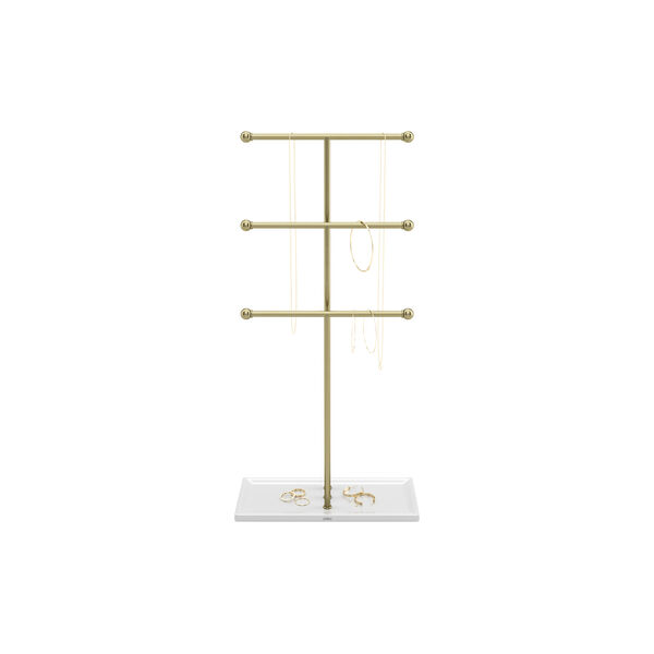 Trigem Smykkestativ, hvit/messing, Umbra