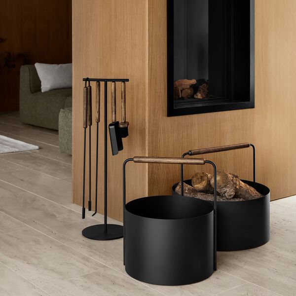 ASHI Vedkurv L,  brun eik, Blomus