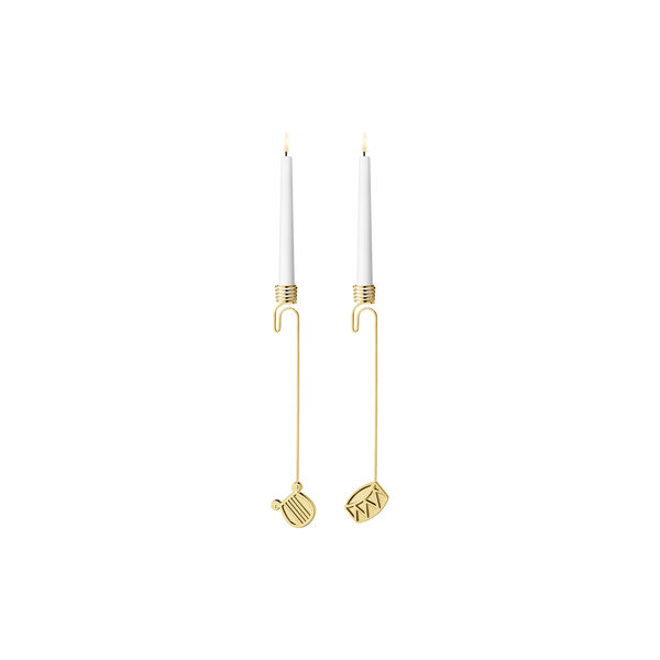 2026 Julelysestake Tromme/Harpe, gull, Georg Jensen