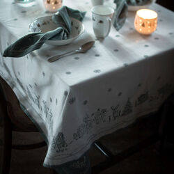 Julemorgen damaskduk, hvit/gr&oslash;nn, Wik & Wals&oslash;e