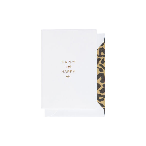 Happy Wife Happy Life kort, hvit/gull, CARDSOME