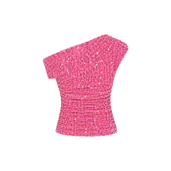 Rosalie Asymmetric sequin top, hot pink, N&uacute;noo