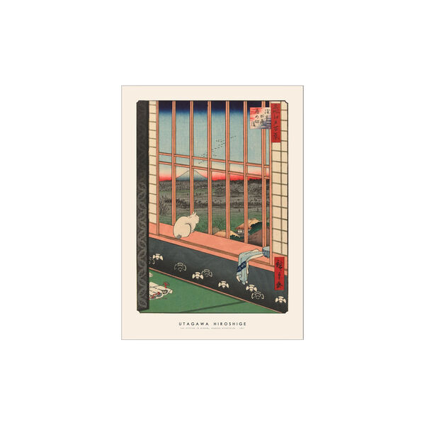 Utagawa Hiroshige Cat sitting in window 30x40 cm, Poster & Frame