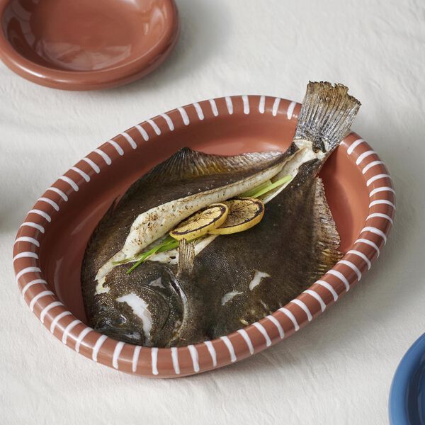 Barro Oval fat L, natural with stripes, HAY