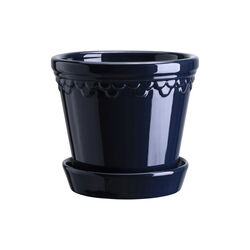 K&oslash;benhavner GLAZED krukke med underfat, sapphire blue, Bergs Potter