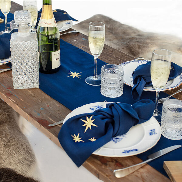 Serviett med gullstjerner, midnattblå, Langkilde & Søn