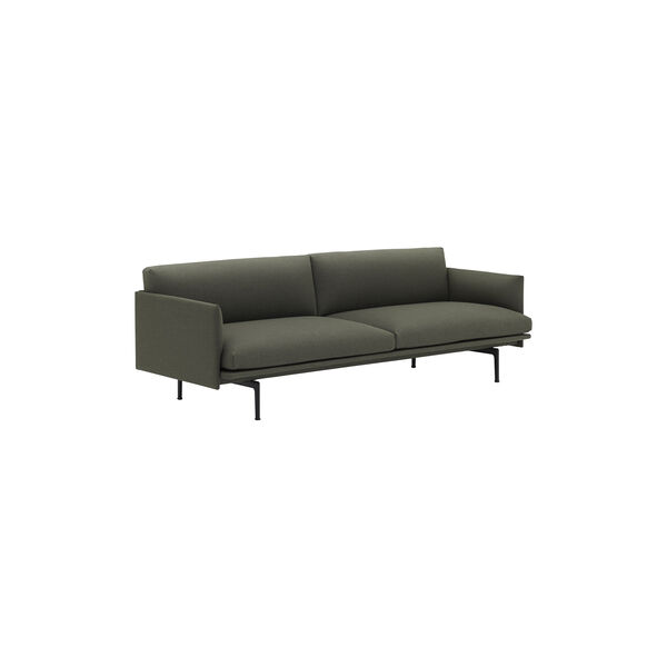 Outline 3-pers. sofa, mørkegrønn/svart, Muuto