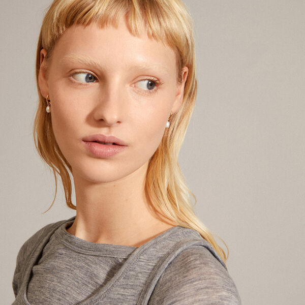 BERTHE resirkulerte perle hoop &oslash;reringer, gold, Pilgrim