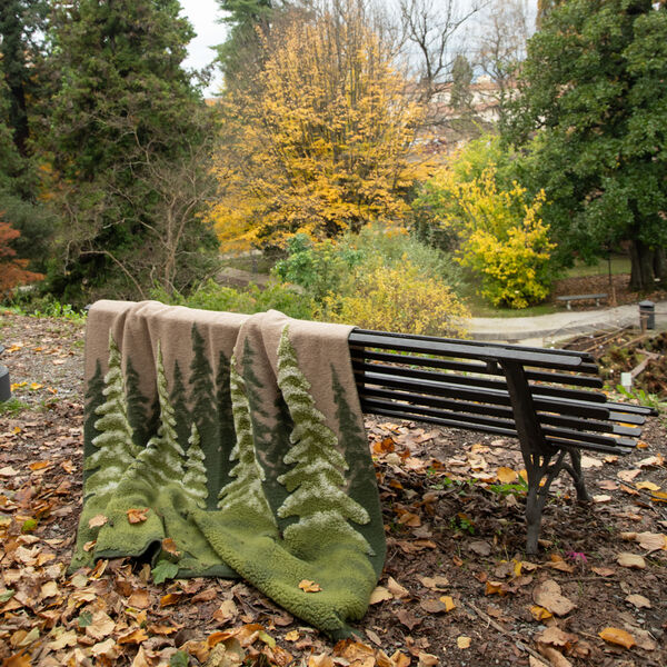 Bosco Verde Easy Boiled Wool pledd, green/brown, Frati Home