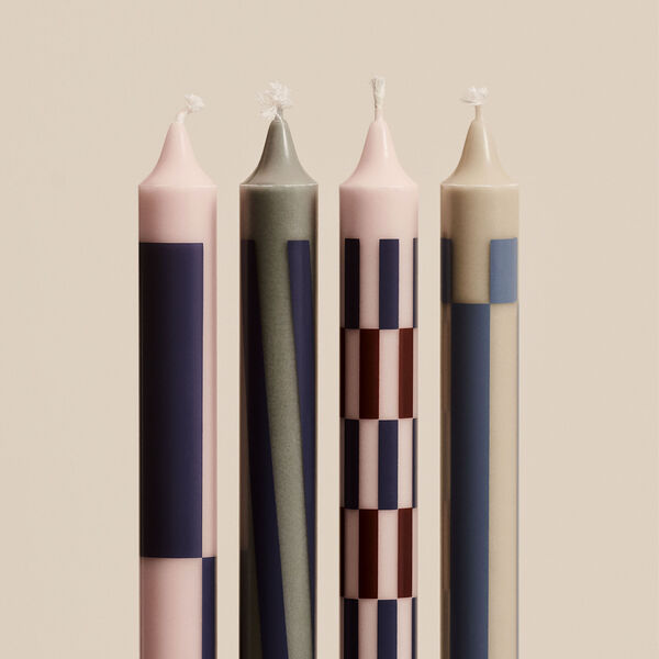 Pattern stearinlys sett med 4 stk., light pink/blues, HAY