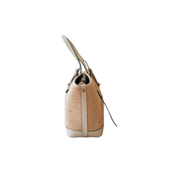 Raffia veske med skinndetaljer, beige, 7 DAYS