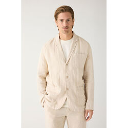Linen blazer- GOTS/Vegan, yarndyed - light feather gray, KnowledgeCotton Apparel 