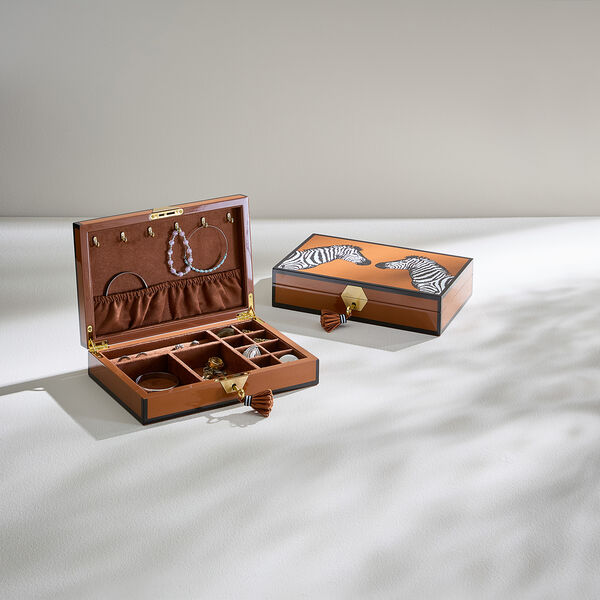 Zebra Lacquer Smykkeskrin, brun, Jonathan Adler
