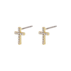 CLARA Crystal Cross Studs, gullbelagt, Pilgrim
