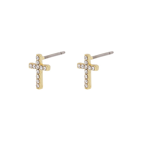 CLARA Crystal Cross Studs, gullbelagt, Pilgrim