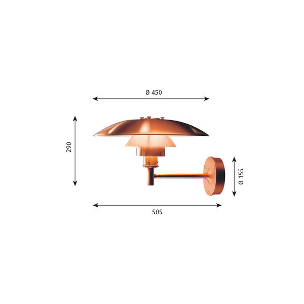PH vegglampe, kobber PH vegglampe, kobber, Louis Poulsen