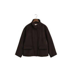 Short Wool Jacket with Zip, deep brown, Gant