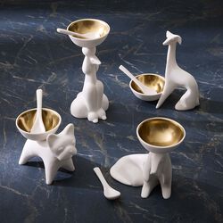 Basset Hound Salt & pepperskål, hvit, Jonathan Adler