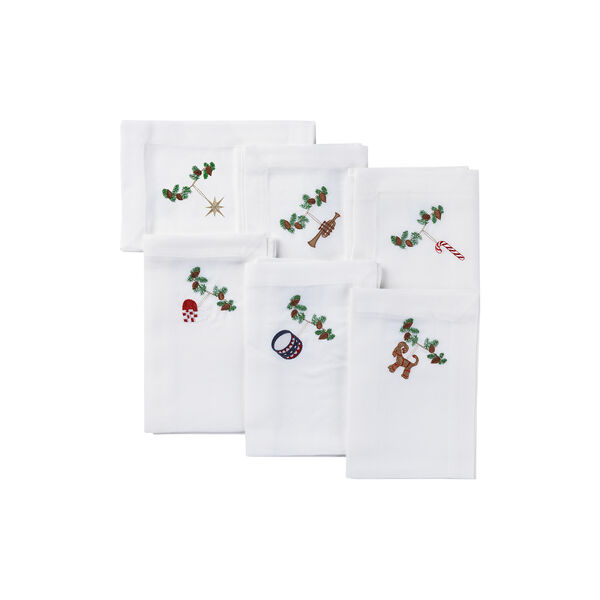 Juleservietter med klassiske motiver 6 stk., hvit, Langkilde & Søn