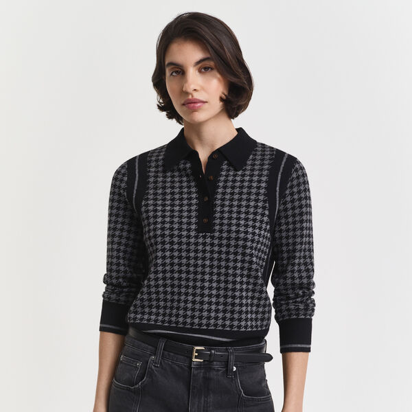 Houndstooth Jacquard Polo, black, Gant