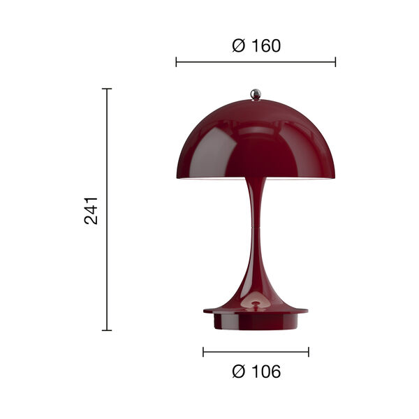 Panthella 160 Portable bordlampe, opaque burgundy Panthella 160 Portable bordlampe, opaque burgundy, Louis Poulsen